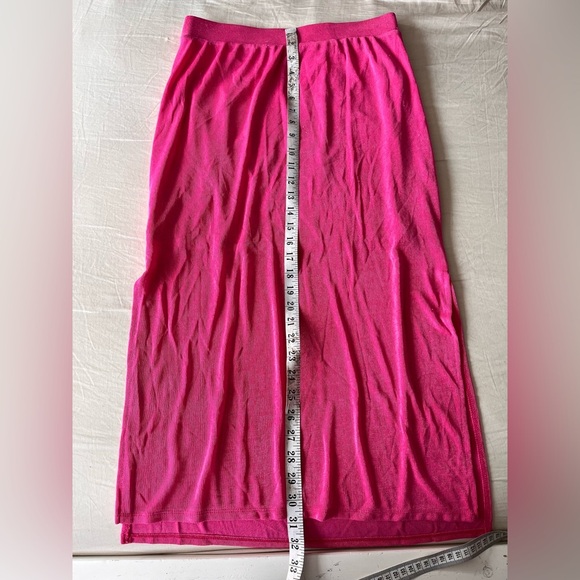 NWOT Sincerely Jules Hot Pink Metallic Midi Skirt | L - Picture 10 of 12
